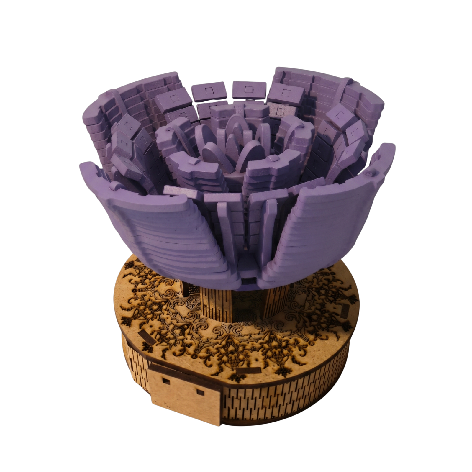 coffret woodzy : rose violet & socle gravé Rose Woodzy violet sur socle gravé